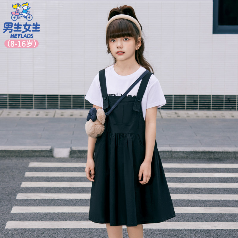 【CC家居控】时尚夏季女大童休闲宽松两件套连衣裙NDLEJ23552A