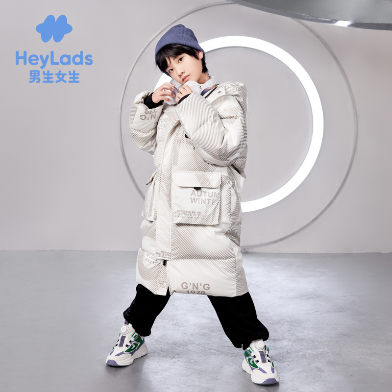 男生女生男大童时尚长款连帽羽绒服NCYAJ43035A