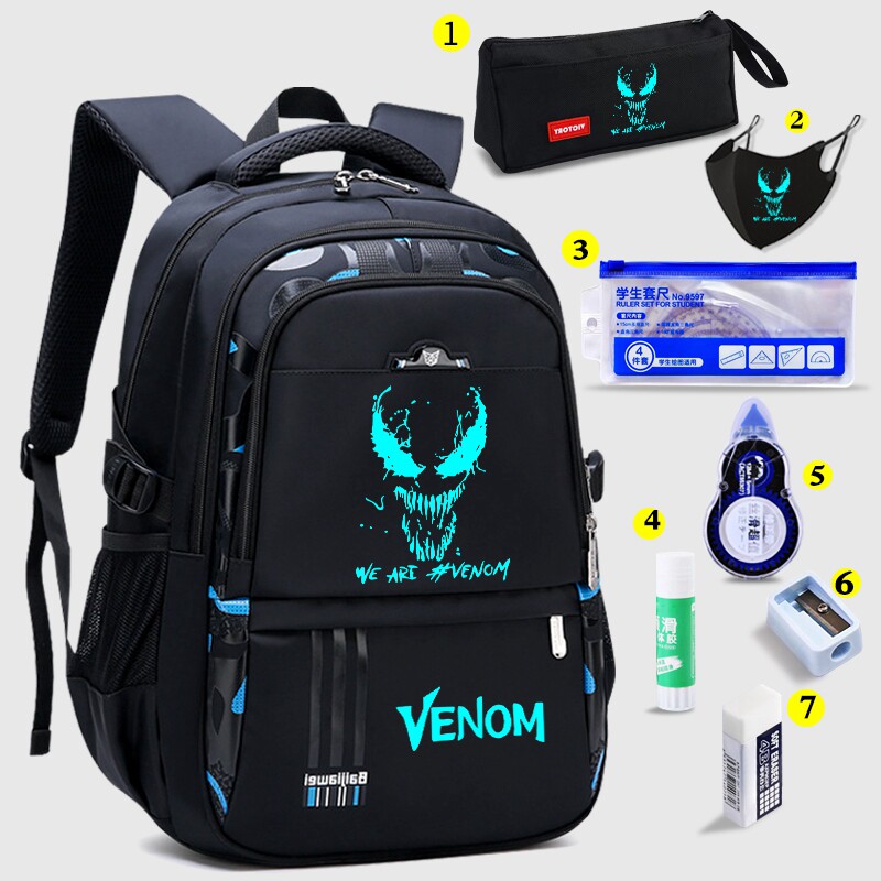 毒液夜光儿童书包小学生男童三到六年级大容量护脊减负轻便双肩包