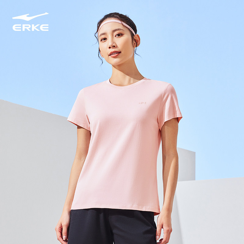 鸿星尔克t恤女2024夏季新款女士上衣运动服纯棉妈妈短袖女装半袖