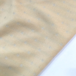 一米价 淡黄色底格子点点图案顺毛羊毛面料 秋冬 大衣 外套 布料