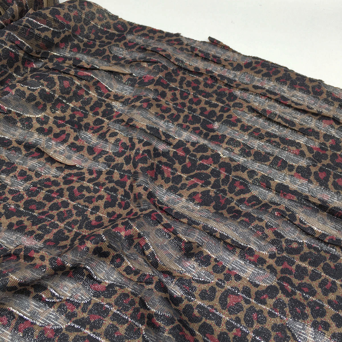 一米价 柔软棕色镂空破洞豹纹图案针织面料 春夏 上衣 裙子 布料