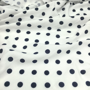 一米价 纯白色底藏青色点点图案纯棉面料 夏季 连衣裙 服饰 布料