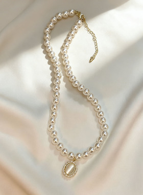法式复古猫眼石珍珠项链颈链女轻奢小众高级感锁骨链2026新款