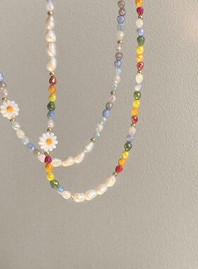 2026新款爆款彩色串珠项链颈链小众设计感气质锁骨链