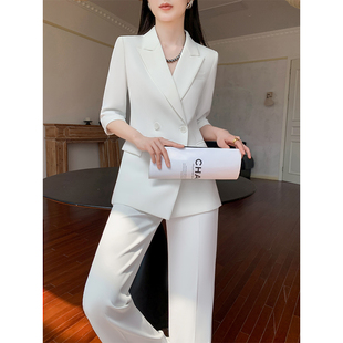 休闲西装套装女2026新款夏季薄款白色外套高级感小个子职业装正装