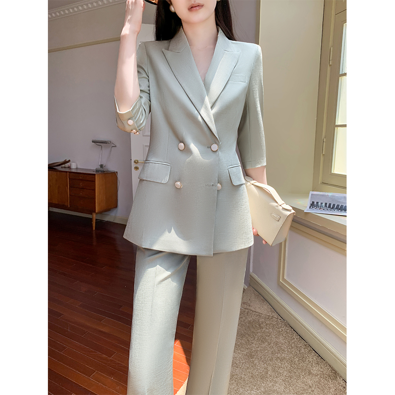 七分袖西装套装女夏季薄款2024新款气质女神范高端高级感夏天西服