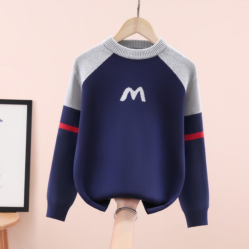 2025新款男童毛衣字母儿童韩版中大童男孩秋冬加绒加厚宝宝针织衫,童装/婴儿装/亲子装,毛衣/针织衫,淘宝优惠券,粉丝福利购,淘宝优惠卷