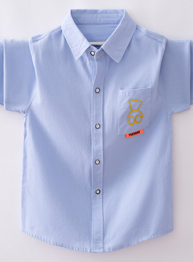 男童衬衫长袖纯棉2026新款春装儿童衬衣中大童宝宝白色上衣韩版潮