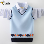 领假两件春装 中大童男孩衬衫 秋冬儿童针织衫 男童毛衣纯棉2026新款