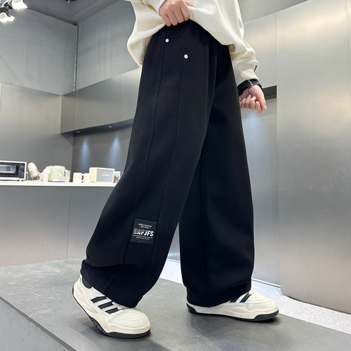 男童裤子2025新款秋冬装弯刀裤