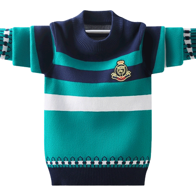 冬季男童纯棉加绒加厚针织毛衣