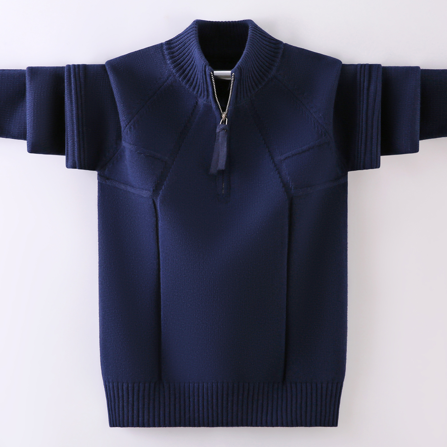 男童毛衣拉链半高立领针织衫