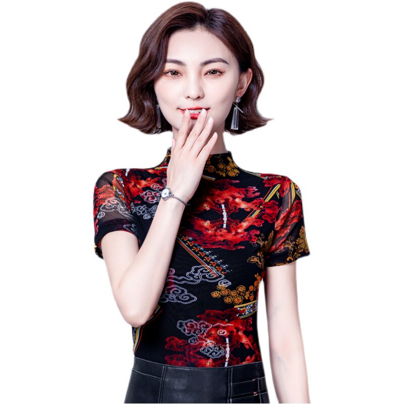 SHORT SLEEVE T-SHIRT WOMENS 2023 SUMMER CLOTHES NEW FASHION STRETCH THIN BASE SHIRT WOMENS VERSATILE FASHION MOM TOP TIDE