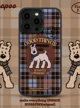 suhapoo壳内策展 苏格兰纹丁丁狗磁吸附手机壳iPhone17promax苹果16原创13ins风15pro14plus全包美式复古