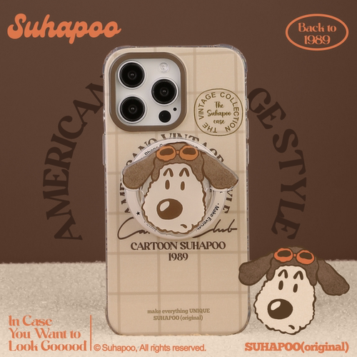 suhapoo壳内策展 方格大头丁丁狗手机壳iPhone17promax苹果16原创15ins风16pro14plus全包