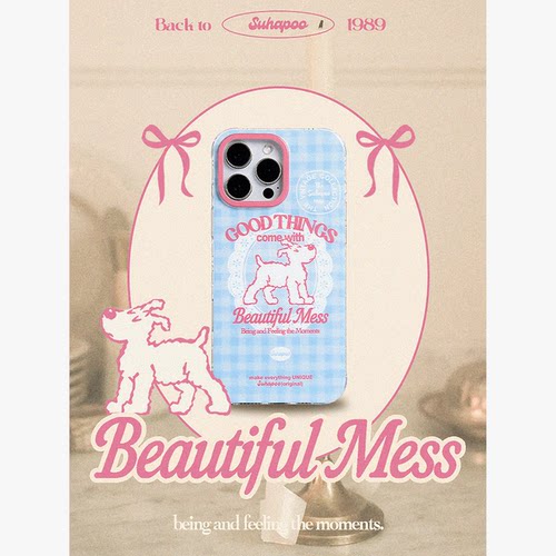 suhapoo壳内策展 粉蓝蕾丝手机壳iPhone17promax苹果16原创15ins风16pro14plus全包