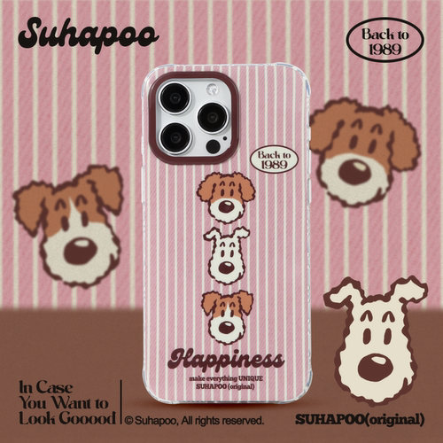 suhapoo壳内策展 粉条纹牛仔丁丁狗手机壳iPhone17promax苹果16原创15ins风16pro14plus全包