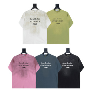 AC潮牌1996脏脏字母印花水洗做旧宽松男女同款短袖T恤