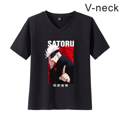 咒术回战 Jujutsu Kaisen 动漫印花夏季V领短袖情侣款休闲T恤