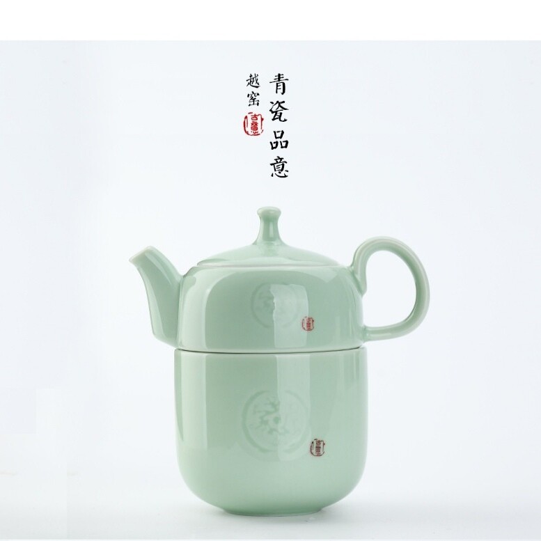 正品恒福定窑白瓷哥窑青瓷一壶一杯一茶侧一杯旅行茶具上海店售