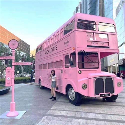 一比一铁艺英伦双层巴士车复古老爷车模型摆件开业巡游电动花车