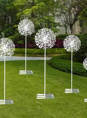 铁艺不锈钢蒲公英摆件户外园林景观植物雕塑别墅庭院小区草坪装饰