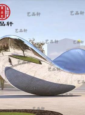 售楼部大型不锈钢镜面渔船雕塑定制水池金属发光镂空小船艺术摆件