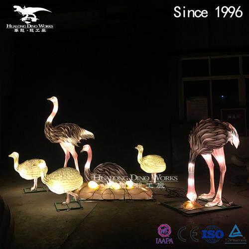 景区公园商场引流夜游彩灯仿真鸵鸟一家亲手工制作可来图定制