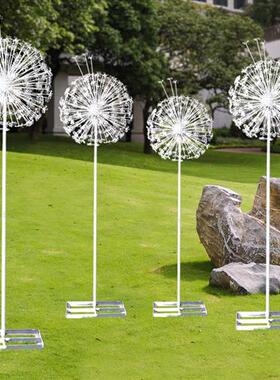 不锈钢蒲公英雕塑户外铁艺发光花朵摆件公园景区仿真兔子绿地装饰