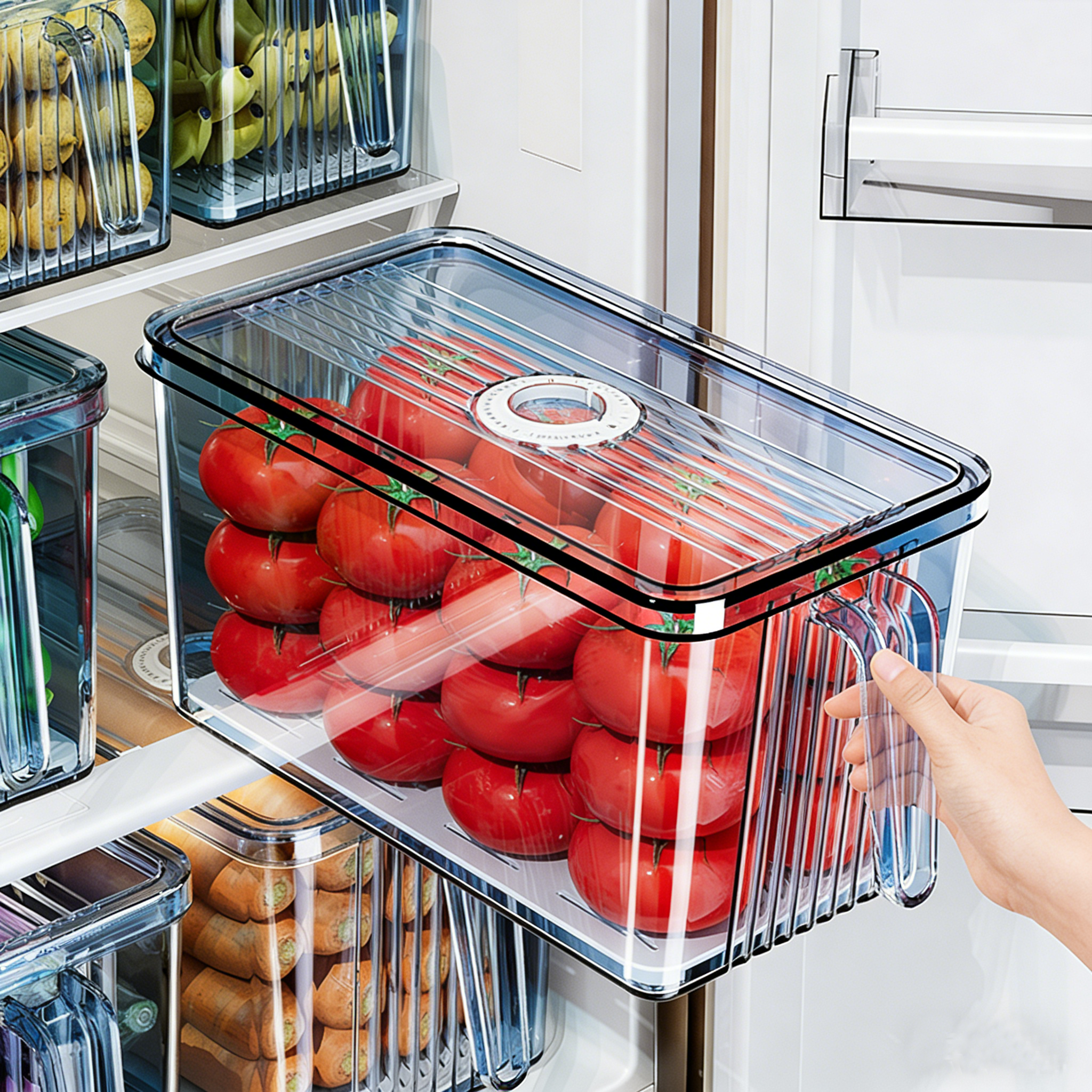 冰箱收纳盒透明食物带盖保鲜盒蔬菜水果厨房收纳食品专用储物盒,收纳整理,食物收纳盒,淘宝优惠券,粉丝福利购,淘宝优惠卷