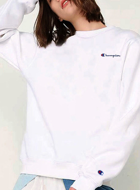 美版CHAMPION冠军卫衣女男圆领薄绒刺绣标休闲百搭套头衫潮集货