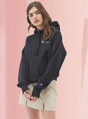 正品CHAMPION美版冠军卫衣女刺绣标加绒时尚百搭连帽运动衫外套潮