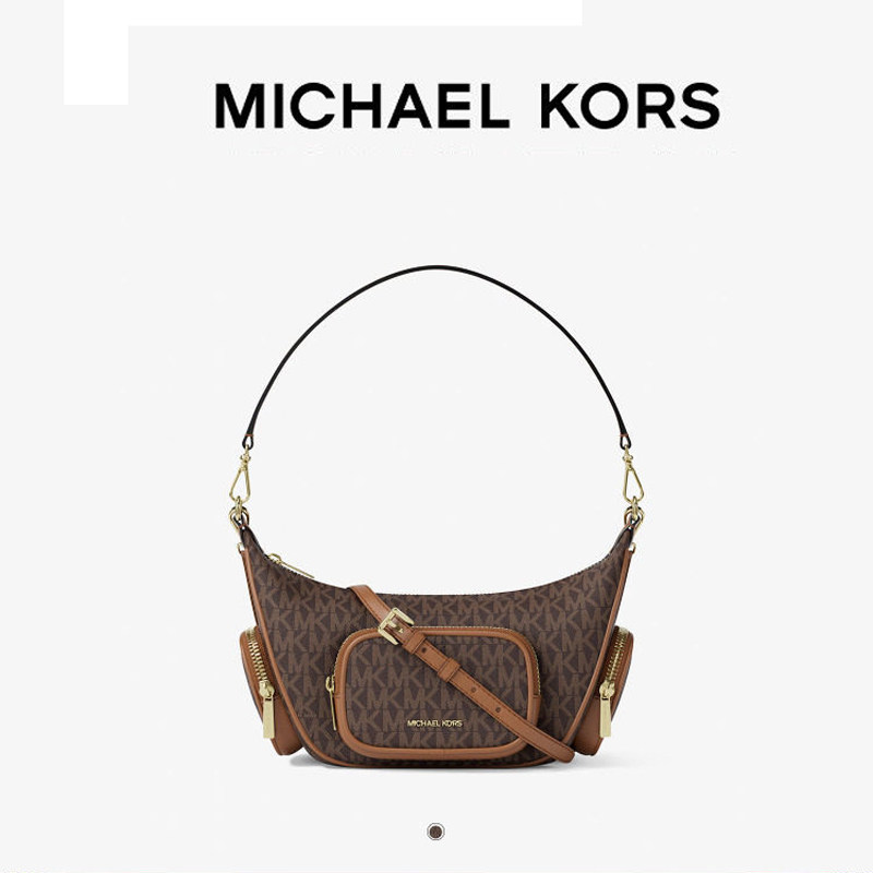 Michael Kors饺子包MK女包Merritt小号老花通勤单肩斜挎包月牙包