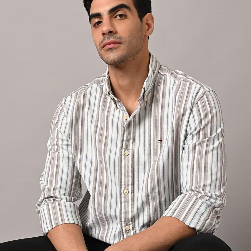TOMMY汤米男士条纹长袖衬衫