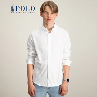 正品Ralph Lauren拉夫劳伦男女大童纯色网眼棉长袖衬衫小马标