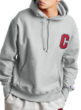 CHAMPION美版冠军Life春季男女情侣刺绣标加绒连帽衫卫衣外套潮流