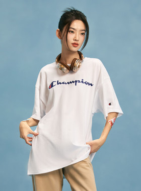 正品CHAMPION美版冠军短袖T恤男女情侣logo字母印花打底衫潮透气