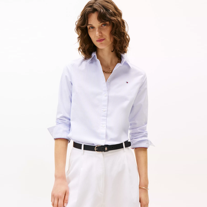 Tommy汤米牛津纺条纹长袖衬衫