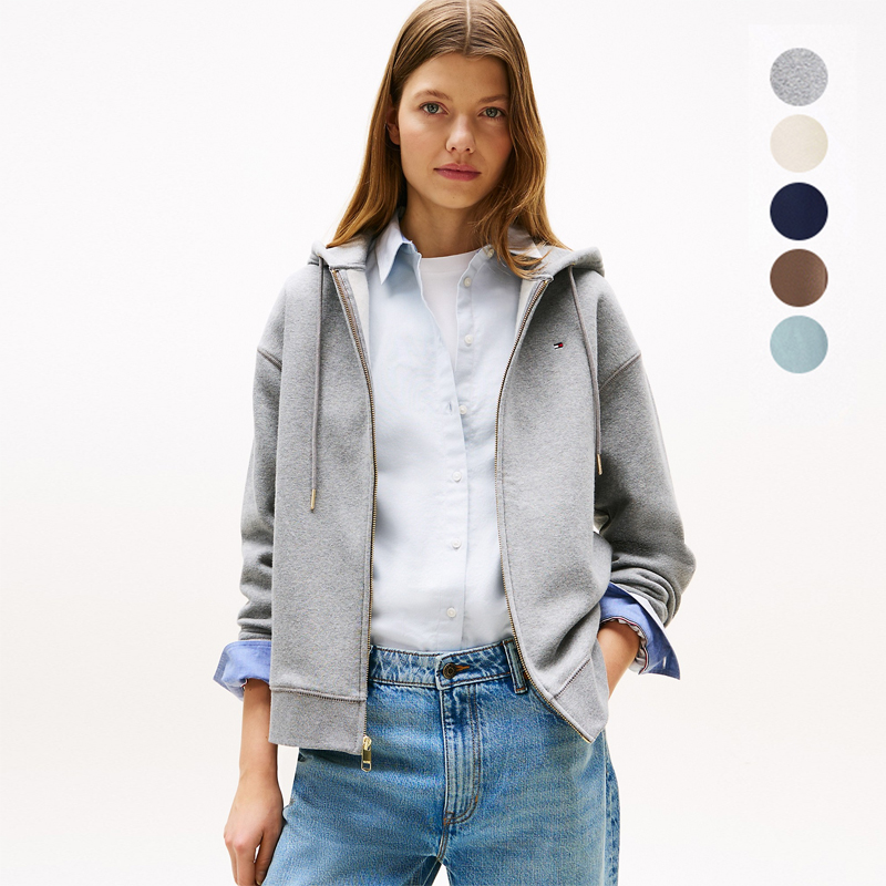 TOMMY汤米卫衣女拉链开衫薄绒