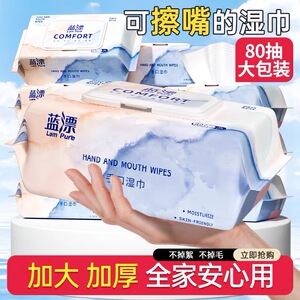 蓝漂80抽婴儿湿巾纸新生手口专用宝宝婴幼儿湿纸巾家用实惠装大包