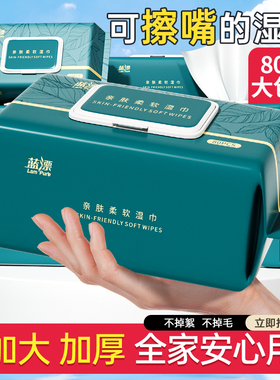 婴儿湿巾80抽家用大包新生宝宝手口屁用擦脸巾水润亲肤湿纸巾整箱