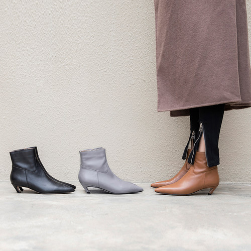 灰色尖头裸靴价格 灰色尖头裸靴图片 星期三