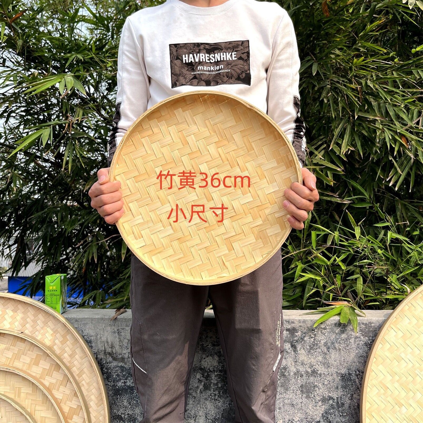竹编装饰画饭店墙面挂件农家乐庭院墙壁画农庄餐馆创意手绘簸箕画