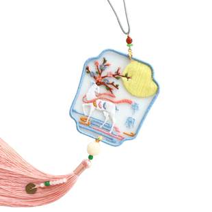 手工刺绣diy材料包新手自绣情侣挂件送男友礼物苏绣双面绣车挂饰