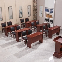 大型油漆會議桌實木皮長桌簡約現代會議臺條形培訓桌會議辦公桌椅