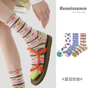 中筒袜棉质镂空网眼卡丝袜 玻璃丝袜女时尚 Renaissance春夏款 薄款