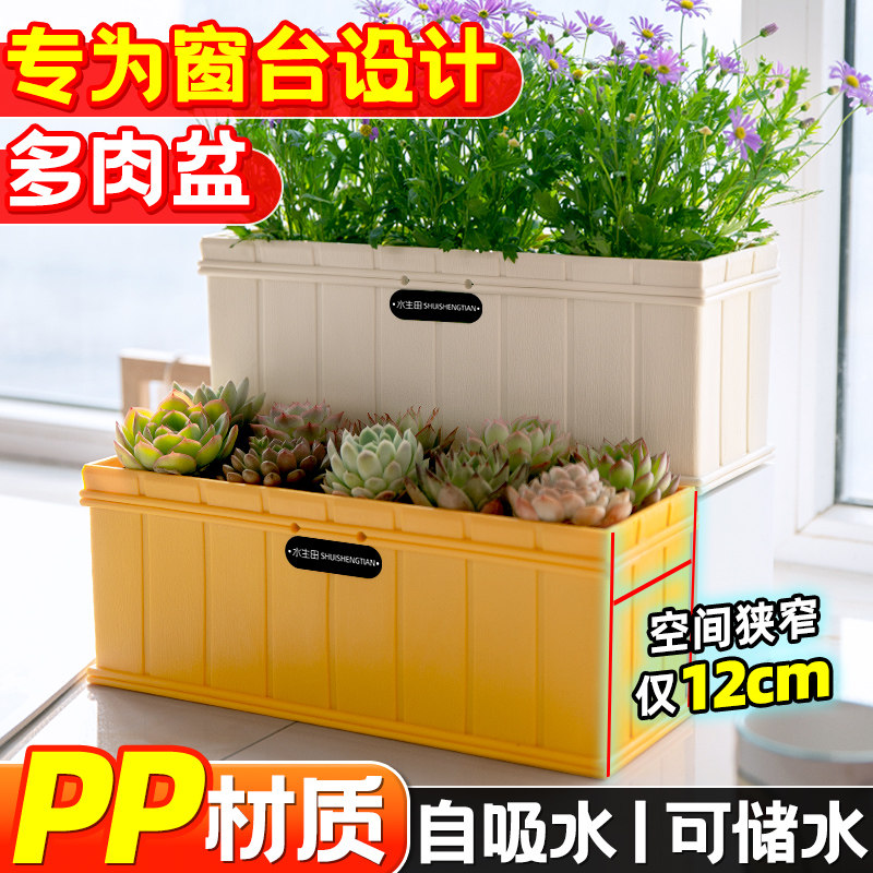 多肉专用花盆阳台窄边窗台长方形养花自吸水储水懒人种菜加厚耐用,鲜花速递/花卉仿真/绿植园艺,花盆,淘宝优惠券,粉丝福利购,淘宝优惠卷
