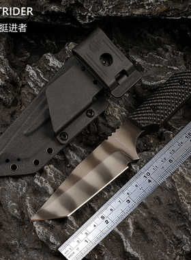 美国挺进者刀CPM3V钢 MS海豹虎纹直刀高硬度求生刀户外露营生存刀