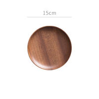 Solid wood round plates and saucers, ebony round plates, wooden pastries, dried fruits, nuts, melon seeds plates and saucers, homestay tableware thumbnail 2